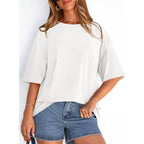 Womens 2026 Spring Going Out Tops Casual Short Sleeve Crewneck Loose Fit Basic Oversized T Shirts Summer Outfits