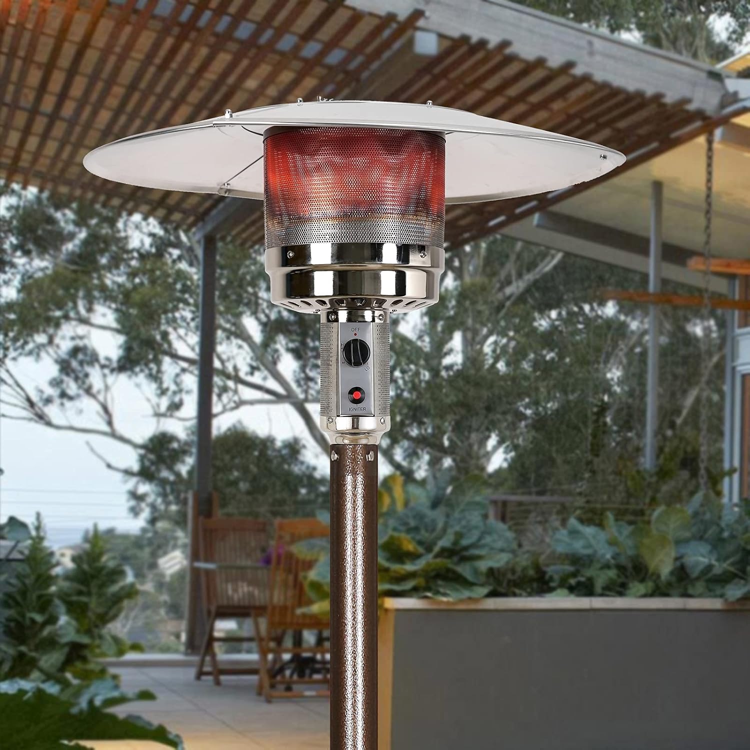 Patio Heater Reflector Shield, Aluminum Heat Reflector Shield Top For Propane Outdoor Heaters,Dome Replacement Parts(3-Hole Mount，33" Diameter Round)