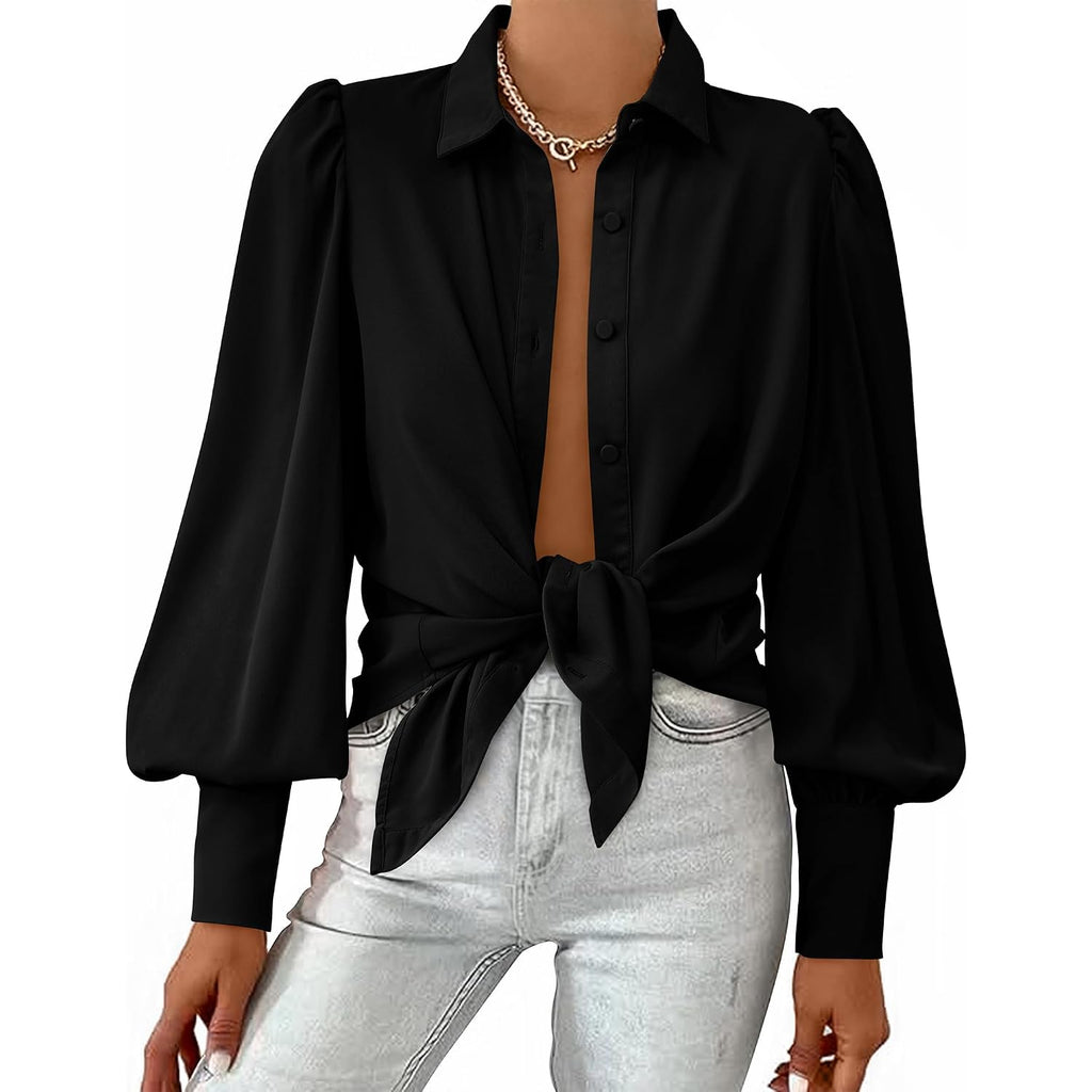 Btfbm Blouses For Women Dressy Casual, V Neck Long Sleeve Button Down Shirt, Fall Summer Tops, 2026 Fashion Clothing