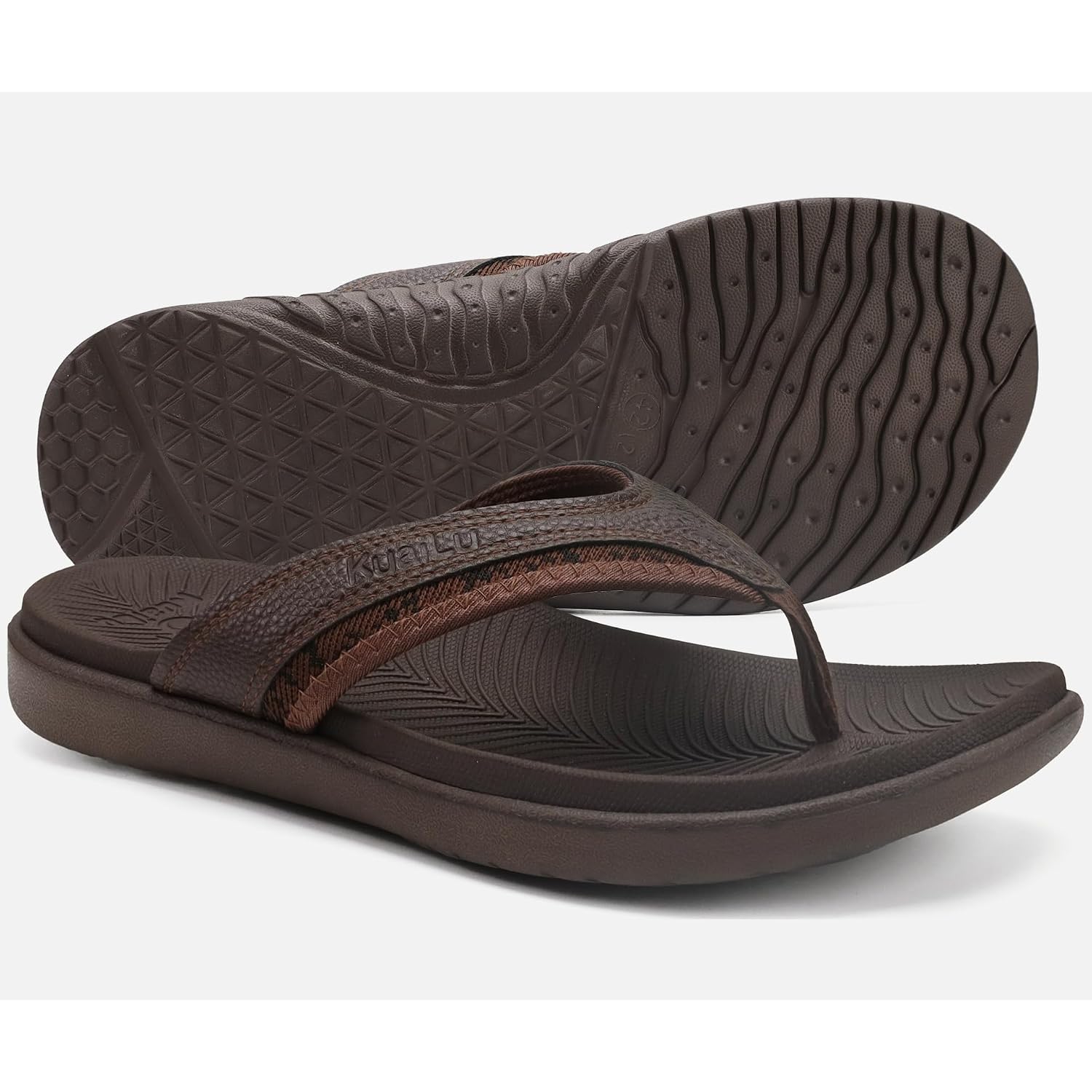 Kuailu Mens Sport Flip Flops Comfort Orthotic Thong Sandals With Plantar Fasciitis Arch Support Outdoor Summer Beach Size 7~15