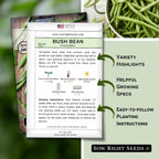 Sow Right Seeds - Contender Bush Bean Seed For Planting Green Beans Garden | Plant Stringless Non-Gmo Heirloom Variety For Home Outdoors Vegetable Gardening. Popular Fresh Veggies For Growing Outside.