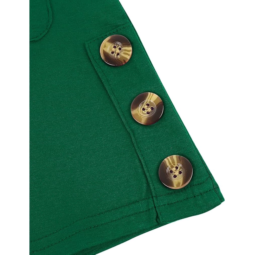 2026 Womens Tunic Tops for Leggings with Pockets Short Sleeve Side Buttons Casual Long T Shirts S-3XL