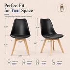 Dining Chairs Set Of 4, Modern Upholstered Dining Room Chairs With Pu Leather Padded Seat, Armless Kitchen Chairs With Curved Backrest And Solid Wood Legs For Dining Room, Kitchen, Apartment, Black