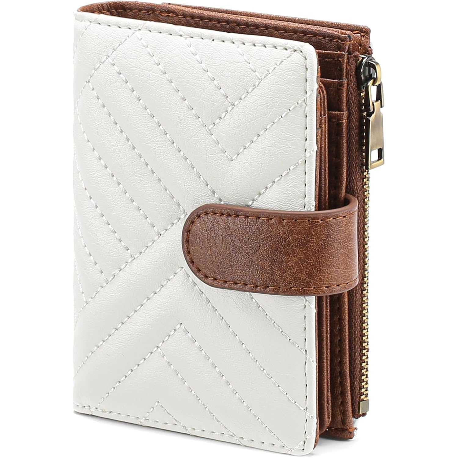 GAEKEAO Small Wallets for Women Vegan Leather RFID Blocking Bifold Zipper Pocket Wallet Card Case Purse with ID Window