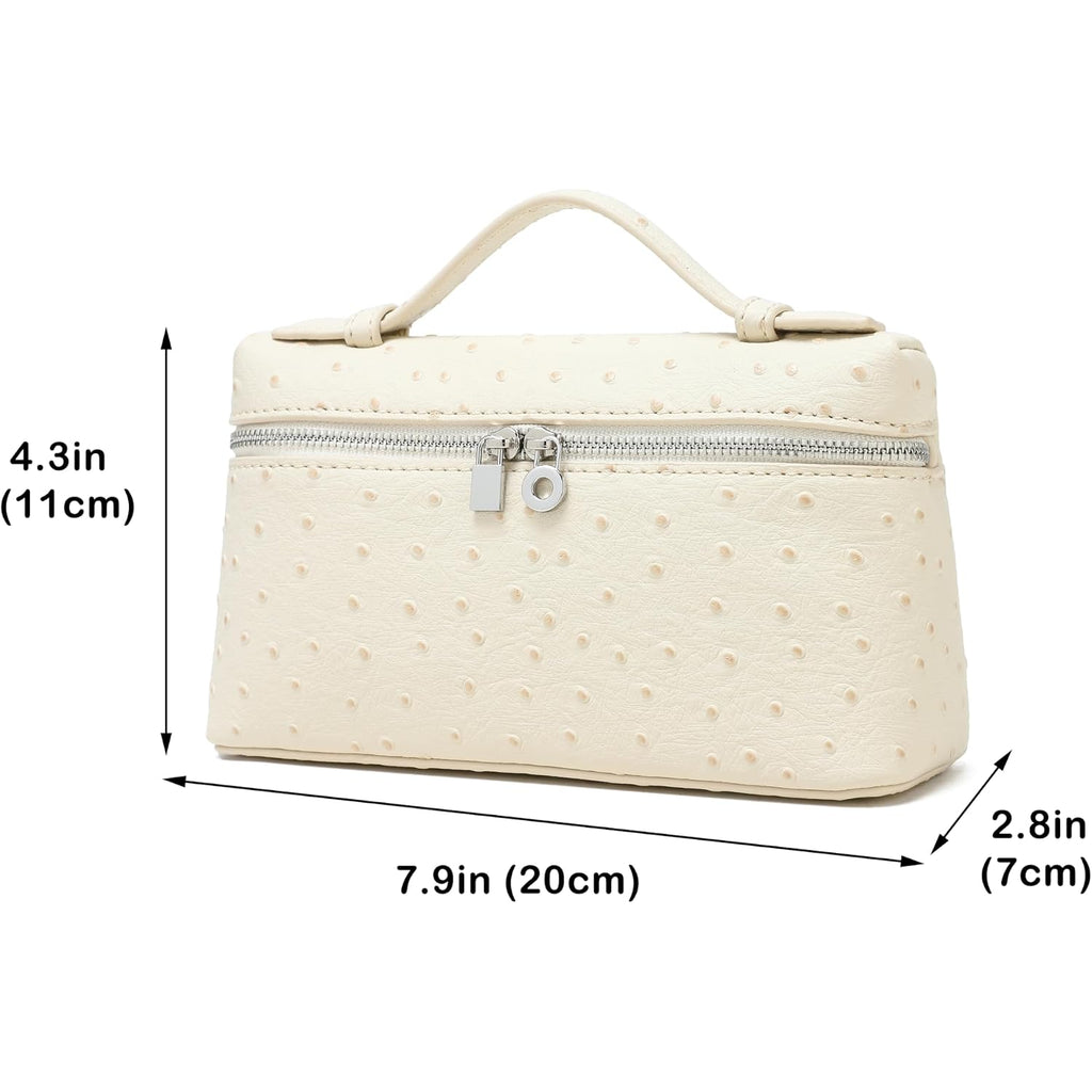 Crossbody Bag For Women Small Top-Handle Pouch Purse Shoulder Handbag Synthetic Ostrich Leather Gold Hardware