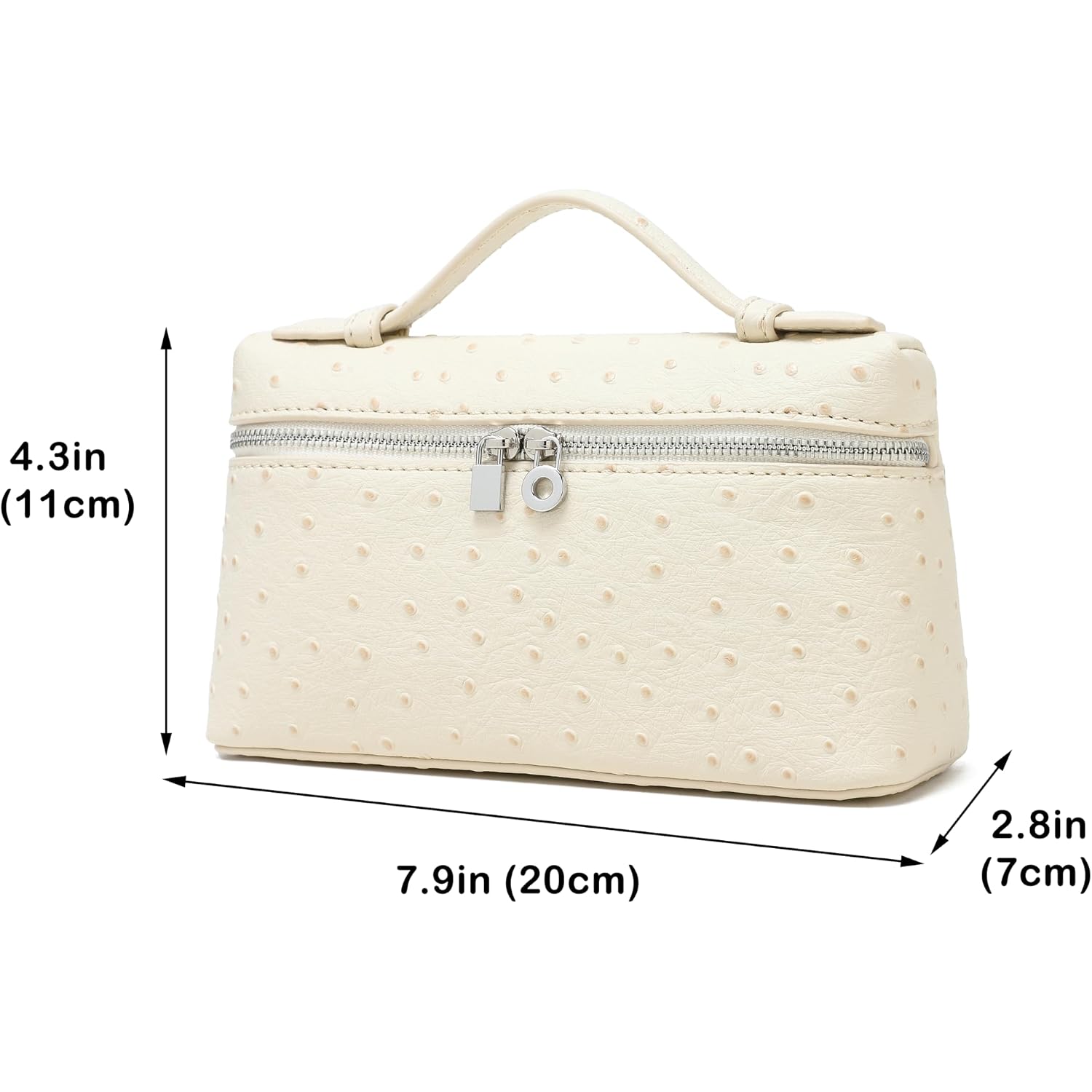 Crossbody Bag For Women Small Top-Handle Pouch Purse Shoulder Handbag Synthetic Ostrich Leather Gold Hardware