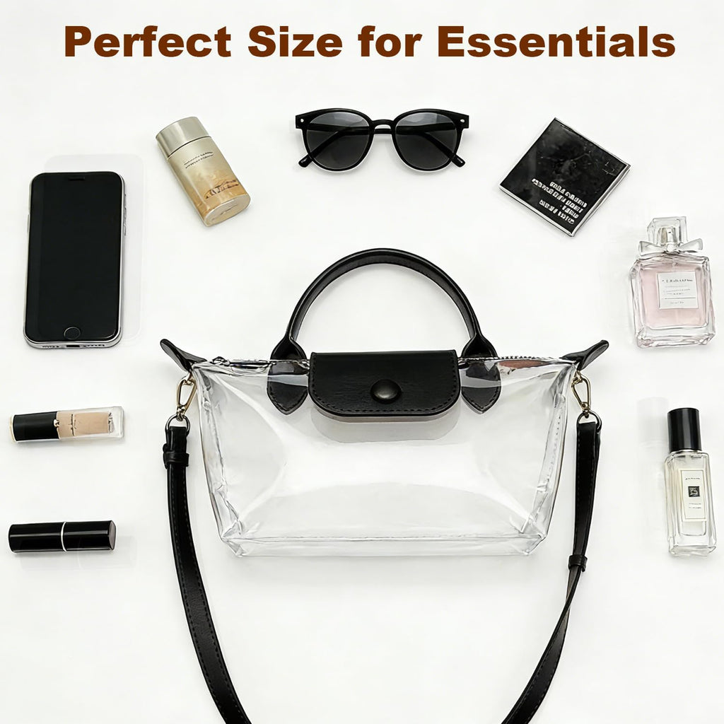 Clear Bag for Stadium Events, Small Crossbody Purse for Concerts, Sports Events World Cup, Durable Waterproof