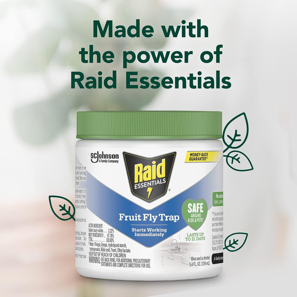 Raid Essentials Fruit Fly Trap, Made With Essential Oils, Child And Pet Safe, 5.4 Oz