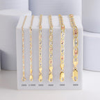 EVAYA 14K Solid Tri-Color Valentino Star Chain for Women & Men, 2mm-6mm, 16"-30"