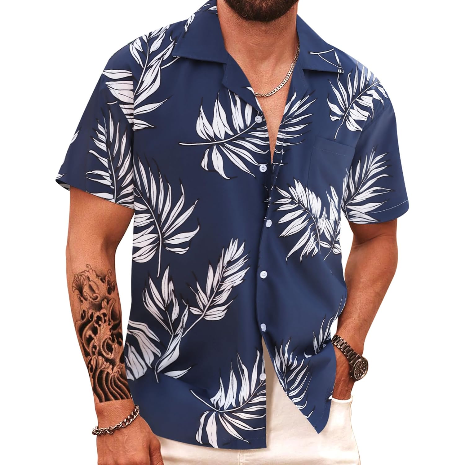 Aptro Men'S Hawaiian Shirt Short Sleeve Summer Beach Tropical Button Down Shirt