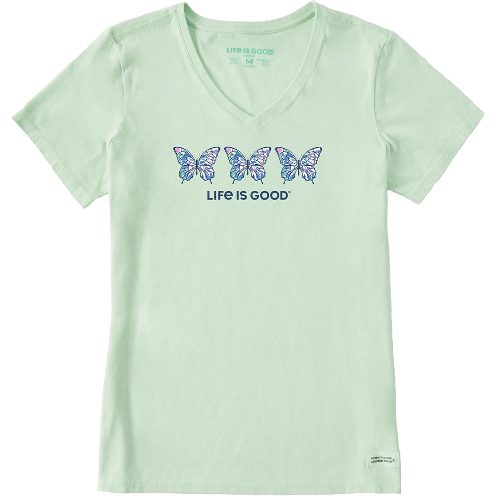 Life is Good Women's Crusher Tee Shirt, Short Sleeve Cotton Graphic T-Shirts, Tie Dye Butterfly