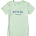 Life is Good Women's Crusher Tee Shirt, Short Sleeve Cotton Graphic T-Shirts, Tie Dye Butterfly