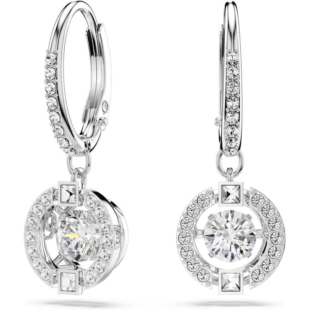 Swarovski Sparkling Dance Necklace and Earrings Jewelry Collection, Rhodium Finish, Blue Crystals, Clear Crystals