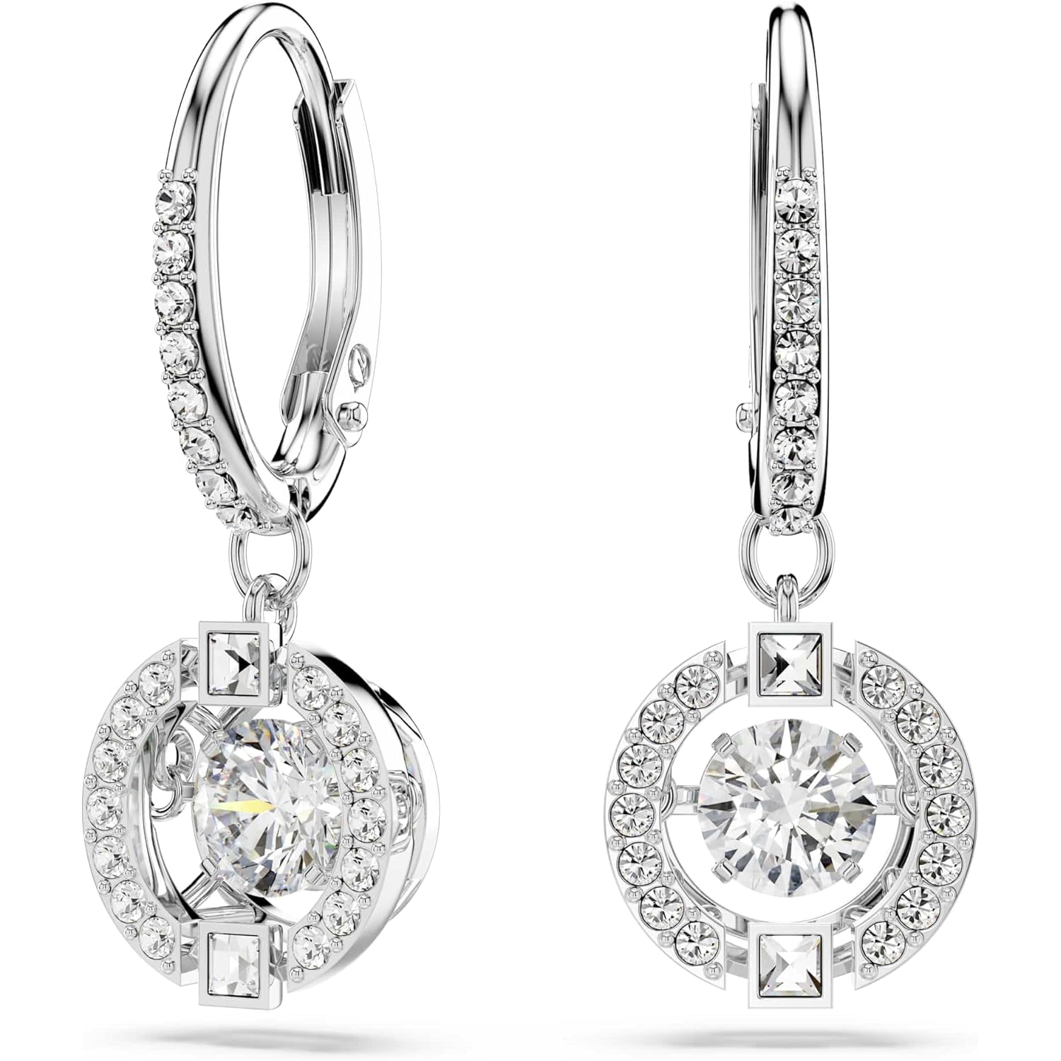 Swarovski Sparkling Dance Necklace and Earrings Jewelry Collection, Rhodium Finish, Blue Crystals, Clear Crystals