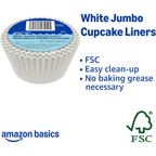 Amazon Basics White Jumbo Cupcake Liners, 40 Count, Pack Of 1