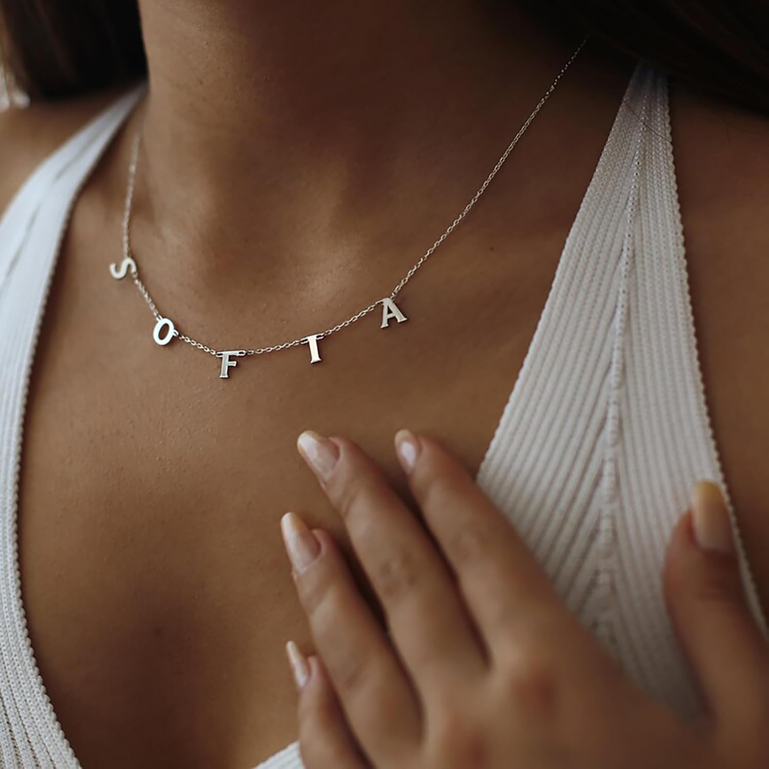 TRANGEL Mothers Day Gifts for Mom Necklace,Custom Name Necklace Personalized,18K Gold Plated Initial Choker Name Necklace Dainty Customize Letter Necklace for Women Girls