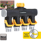 Melnor 65135Amz 4 Way Lever Flow Through Valve Connector Bundle, Yellow, Black