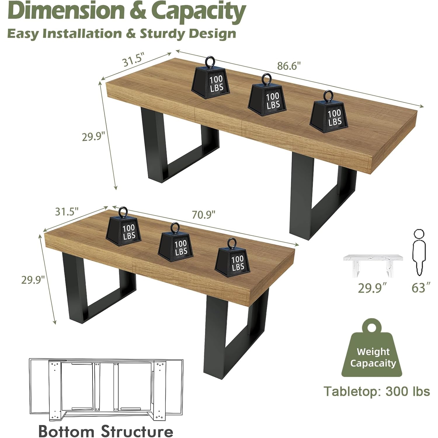 71-87 Inch Extendable Dining Room Table, Rustic Wooden Kitchen Table 6-10 | Sthouyn Expandable Dining Table, Farmhouse Rustic Style, Rectangular Wooden Top, Seats 6-10, Brown Kitchen Or Dining Room
