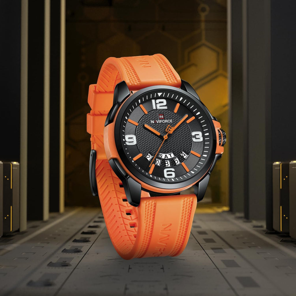 Naviforce Waterproof Watch For Men Women, Analog Auto Date Military Sports Unisex Wristwatch,Silicone Strap