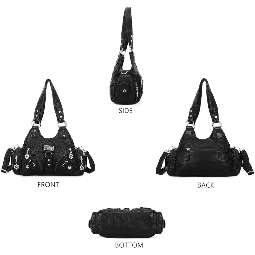 Angel Kiss Purses for Women Small Hobo Shoulder Bags Vagen Leather Multi-Pocket Tote Bag with Zipper