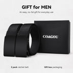 2-Pack 1.5" Stretch Ratchet Belt For Men, Trim To Fit