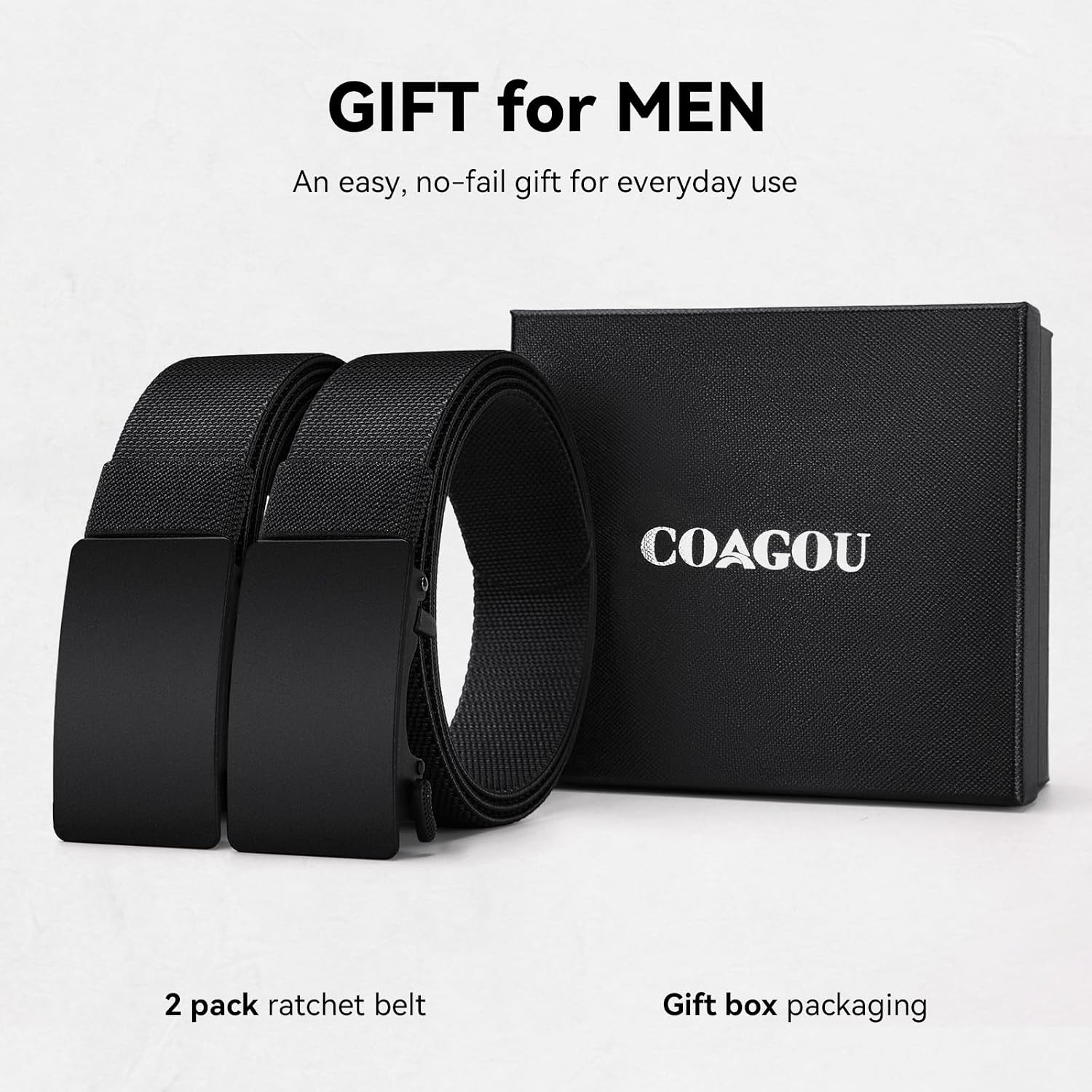 2-Pack 1.5" Stretch Ratchet Belt For Men, Trim To Fit