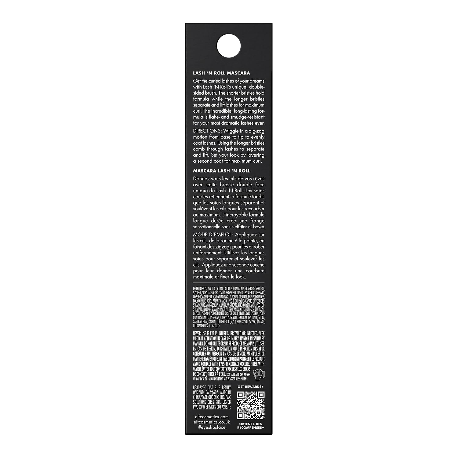E.L.F. Lash 'N Roll Mascara, Curling Mascara For Visibly Lifted Lashes, Lifts & Separates Lashes. Long-Lasting Formula, Vegan & Cruelty-Free, Pitch Black