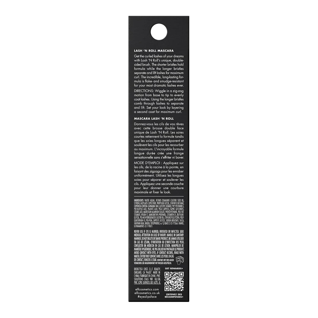 E.L.F. Lash 'N Roll Mascara, Curling Mascara For Visibly Lifted Lashes, Lifts & Separates Lashes. Long-Lasting Formula, Vegan & Cruelty-Free, Pitch Black
