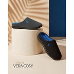 Veracosy Men'S Two-Tone Memory Foam House Slippers Indoor Outdoor Durable Rubber Sole