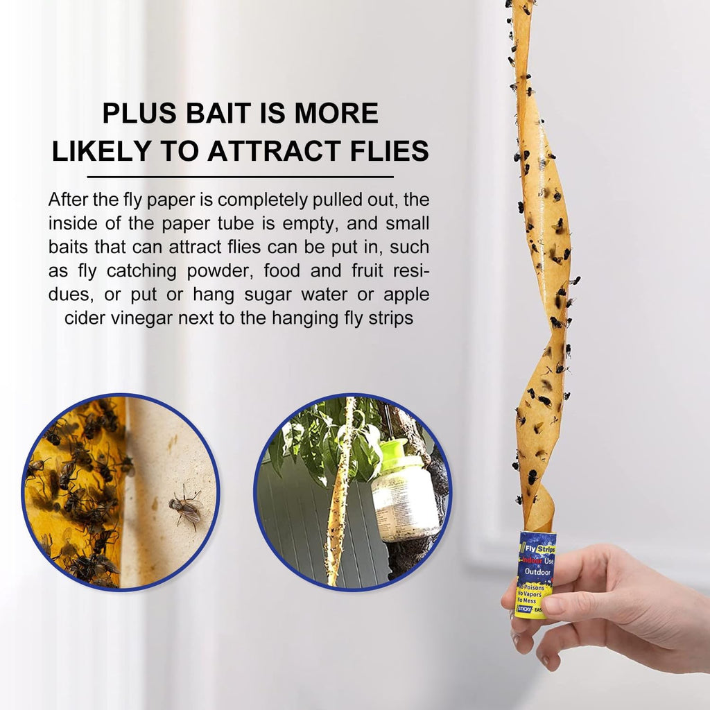 40 Pack Fly Traps Strips Indoor Outdoor, Flies Paper Sticky Hanging With Pins, Fruit Fly Tape Ribbon Roll For Home, Bug & Gnat Catchers For Inside, House Fly Killer For Winged Insect, Mosquito