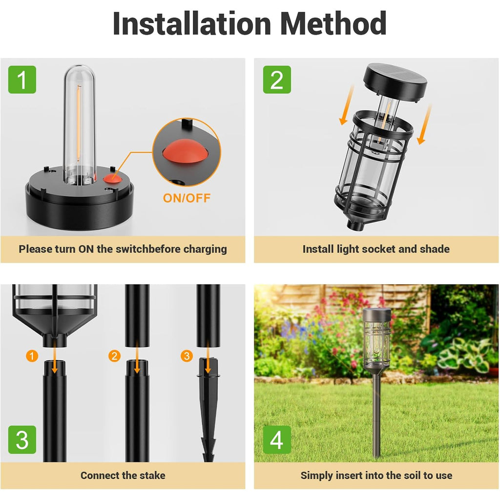 Amzarp 8 Pack Solar Garden Lights, Bright Led Solar Pathway Lights Outdoor Ip65 Waterproof Rugged Shatterproof Auto On/Off For Landscape Garden Yard Walkway Driveway Lawn Lighting (3000K Warm White)