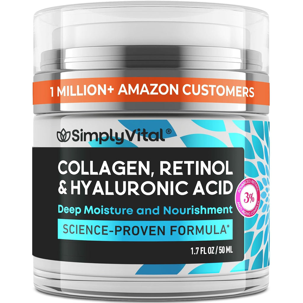 Anti-Aging Face Moisturizer With Retinol, Collagen & Hyaluronic Acid - Moisturizer Face Cream For Women & Men - Visibly Firming & Hydrating Neck Cream - Day & Night Skin Care - 1.7 Fl Oz