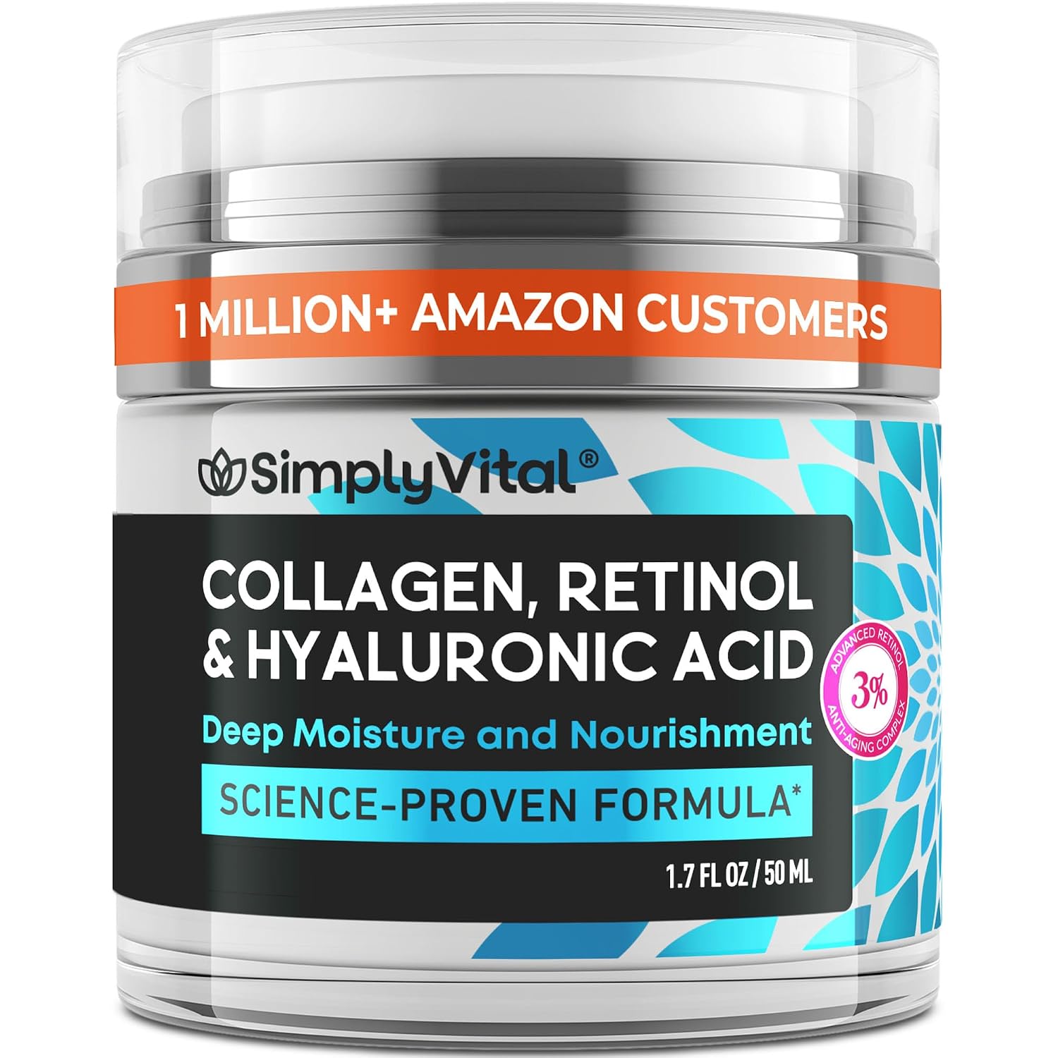 Anti-Aging Face Moisturizer With Retinol, Collagen & Hyaluronic Acid - Moisturizer Face Cream For Women & Men - Visibly Firming & Hydrating Neck Cream - Day & Night Skin Care - 1.7 Fl Oz