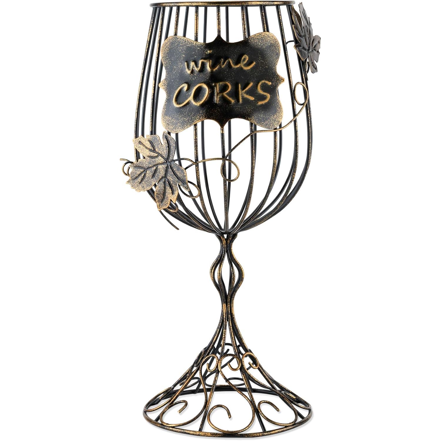 True Wine Glass Cork Holder, Decorative Wine Cork Storage And Decor, Set Of 1, Rustic Bronze Finish