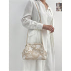 OYOANGLE Women's Flower Embroidery Clutch Purse Kiss Lock Shoulder Bags Evening Handbag