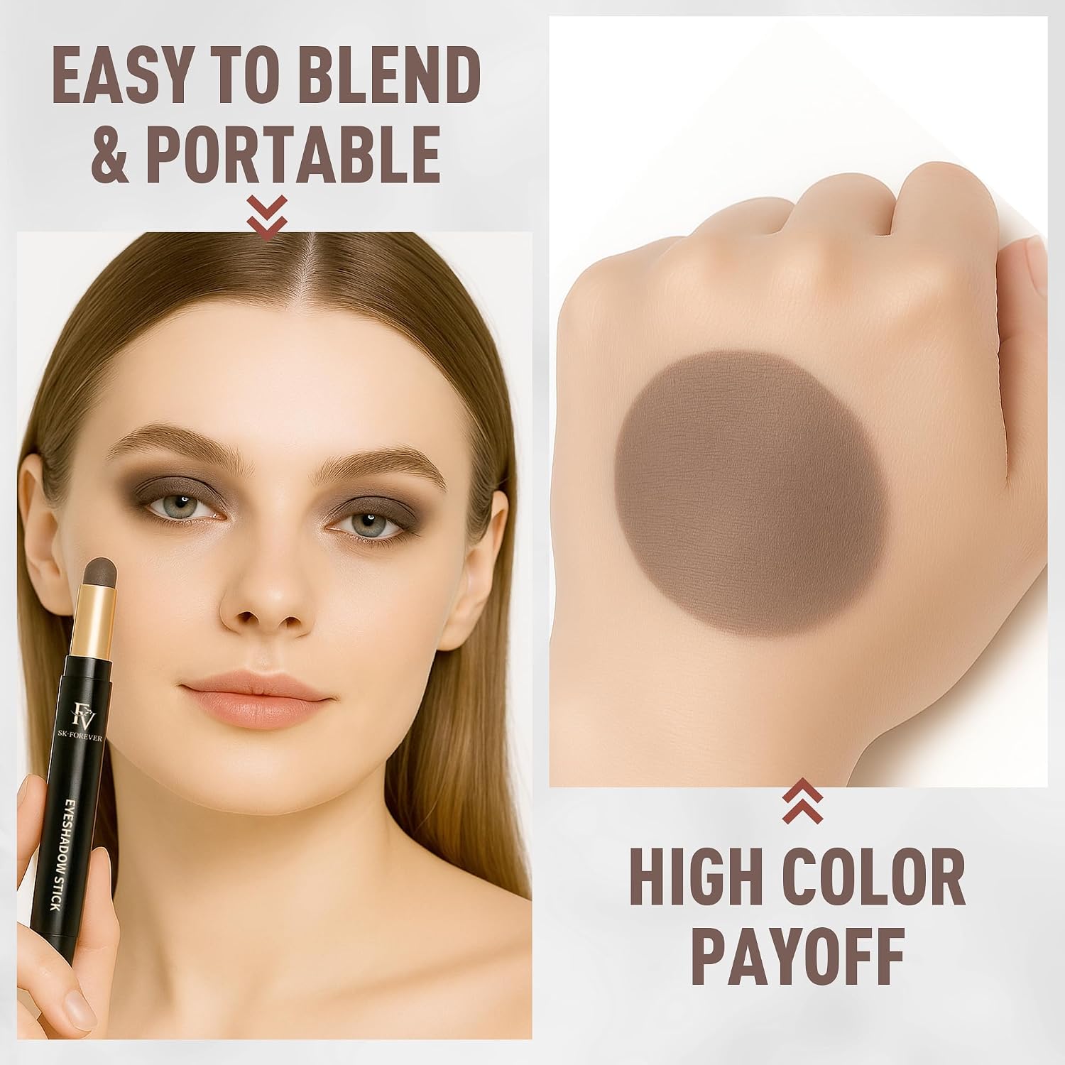 Fv Matte Cream Eyeshadow Stick Waterproof, Long-Lasting Cream Eye Shadow Sticks, High Pigment Easy To Apply Eyeshadow Makeup With Built-In Smudger Stone Matte