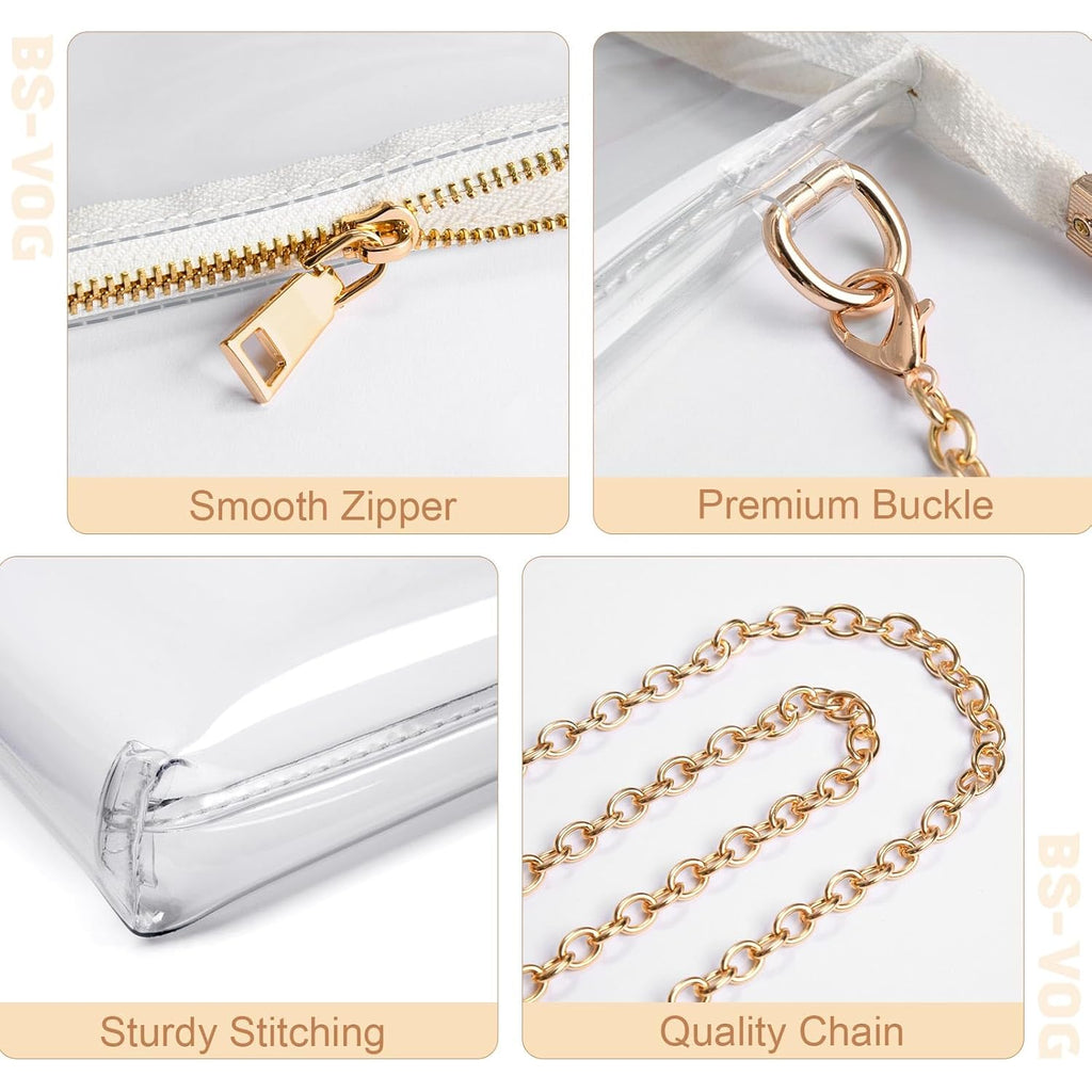 BS-VOG Clear Purse for Women - Stadium Approved Small Crossbody Bag with Zipper, Clear Stadium Bag for Concerts, Sports