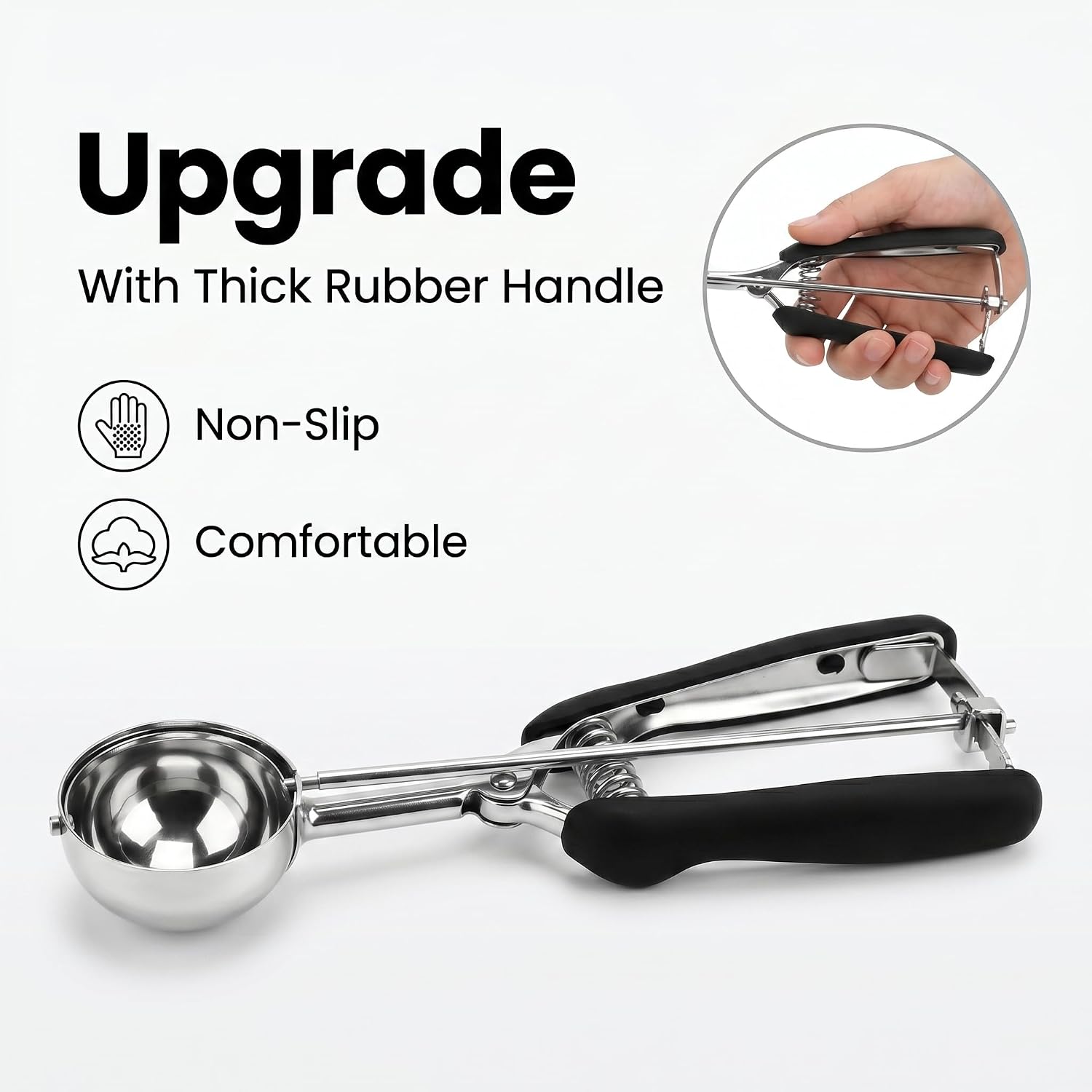 Cookie Scoop Set, 3Pcs Ice Cream Scoop, Cookie Scoops For Baking Set Of 3, 18/8 Stainless Steel Cookie Scooper For Baking, Ice Cream Scooper With Trigger Release, Cookie Dough Scoop With Non-Slip Grip