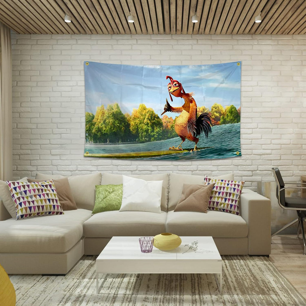 Chicken Flag Funny Poster Durable Man Cave Wall Flag With 4 Brass Grommets 3X5 Feet Tapestry For College Dorm Room Decor,Outdoor,Bedroom, Parties Gifts, Travel, Filming,Events,Festivals.. High-Resolution Banner