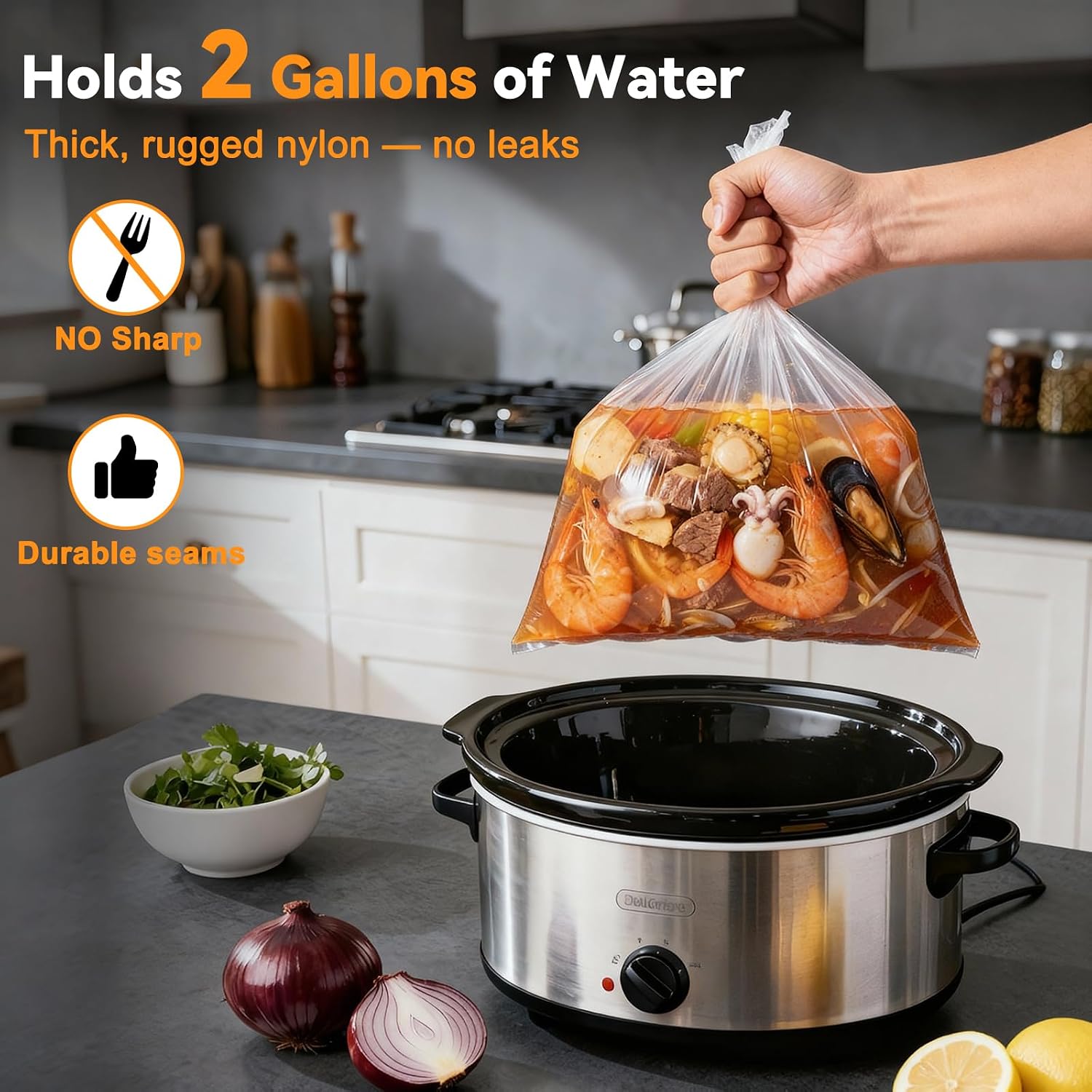 Vclpower 20 Pack Slow Cooker Liners,Large Size Thickened Fda-Compliant & Bpa-Free 13"X21"Disposable Cooking Bags, 400°F Heat-Resistant Leak-Proof Fit 3-8 Quart Oval & Round Pots
