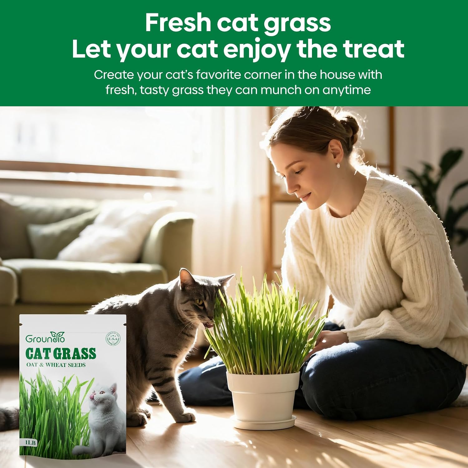 Cat Grass Seeds 4 Oz | Wheat & Oat Seeds Mix