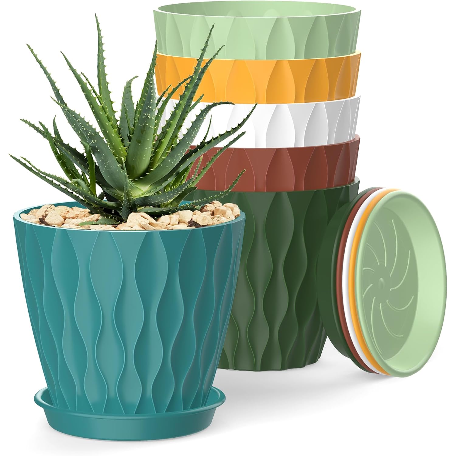 4 Inch Plant Pots, 6 Pack Indoor Flower Pots, Planters With Drainage Holes And Trays For Orchids, Violets, Succulents, Herbs, And Other Plants,Corolful