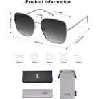Sojos Trendy Oversized Square Metal Frame Sunglasses For Women Men Retro Big Flat Lens Uv Protection Sunglasses Sj1146