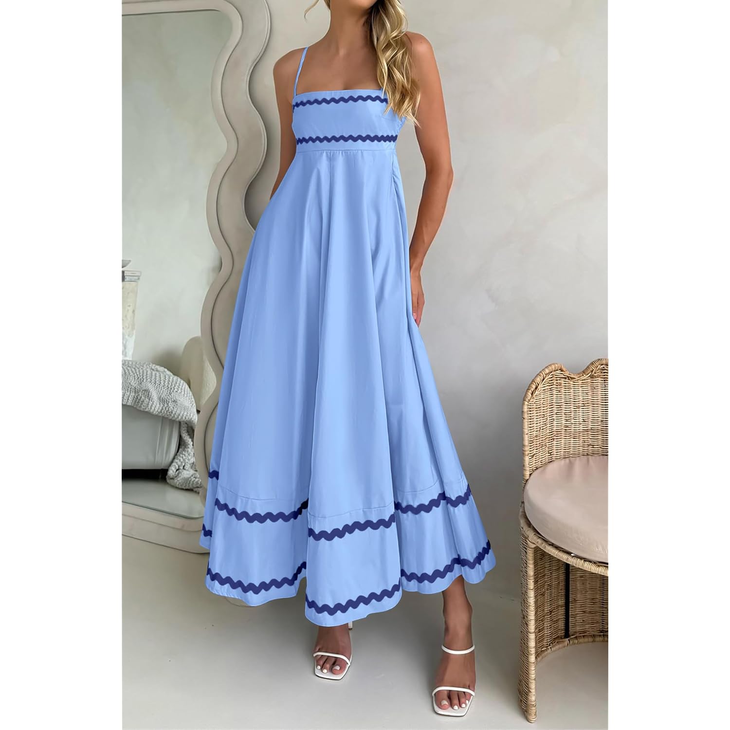 Prettygarden Women'S 2026 Summer Flowy Maxi Dress Casual Sleeveless Spaghetti Strap Ruffle Beach Long Dresses