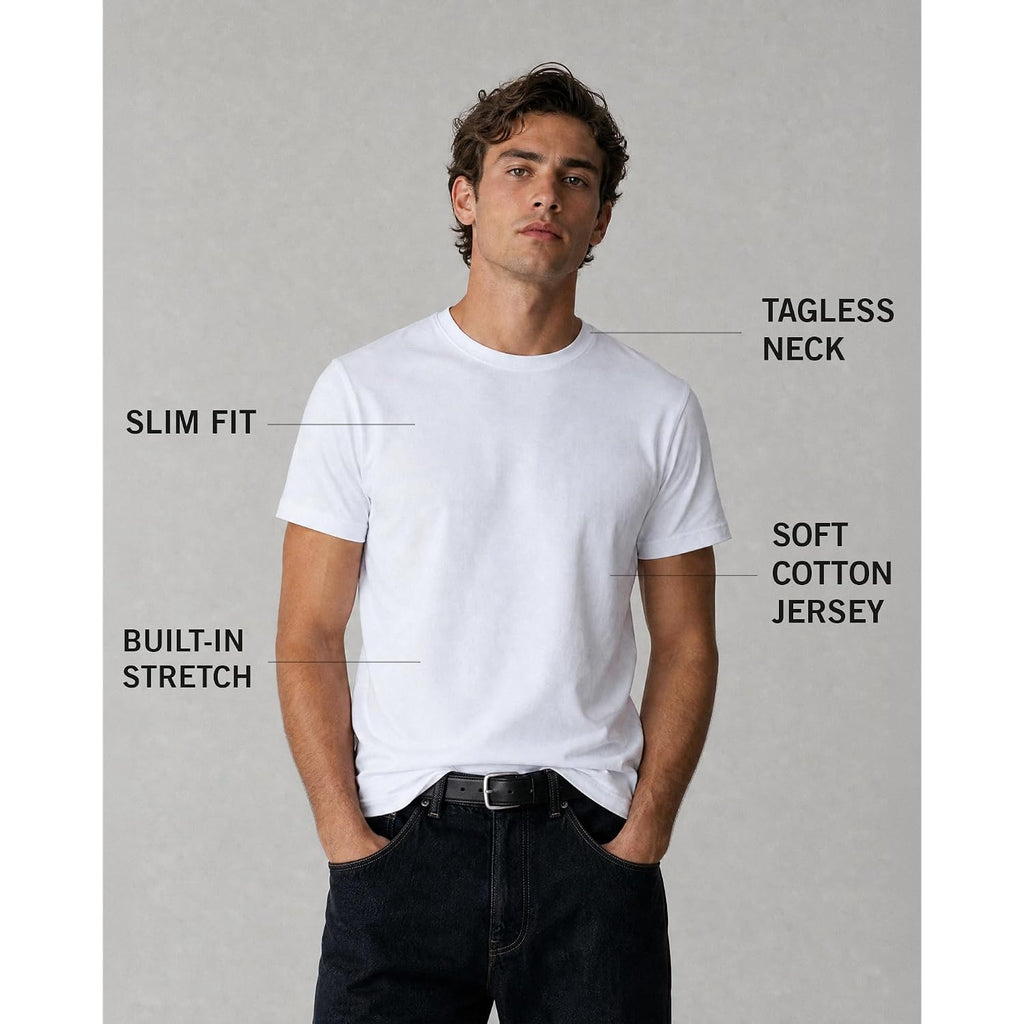 Kenneth Cole Reaction Mens T-Shirt Pack Of 3 - Upf 50+ Cotton/Spandex Jersey Slim Fit T Shirts For Men 3-Pack