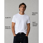 Kenneth Cole Reaction Mens T-Shirt Pack Of 3 - Upf 50+ Cotton/Spandex Jersey Slim Fit T Shirts For Men 3-Pack