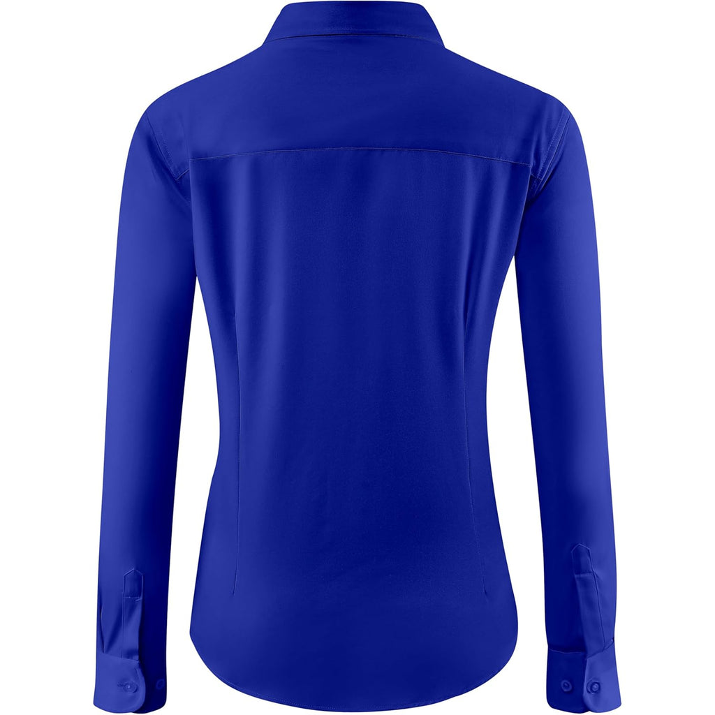 Soft Wrinkle-Free Women's Button Down Dress Shirts Solid Long Sleeve Work Blouses Fit Stretch Casual Tops XXS-6XL