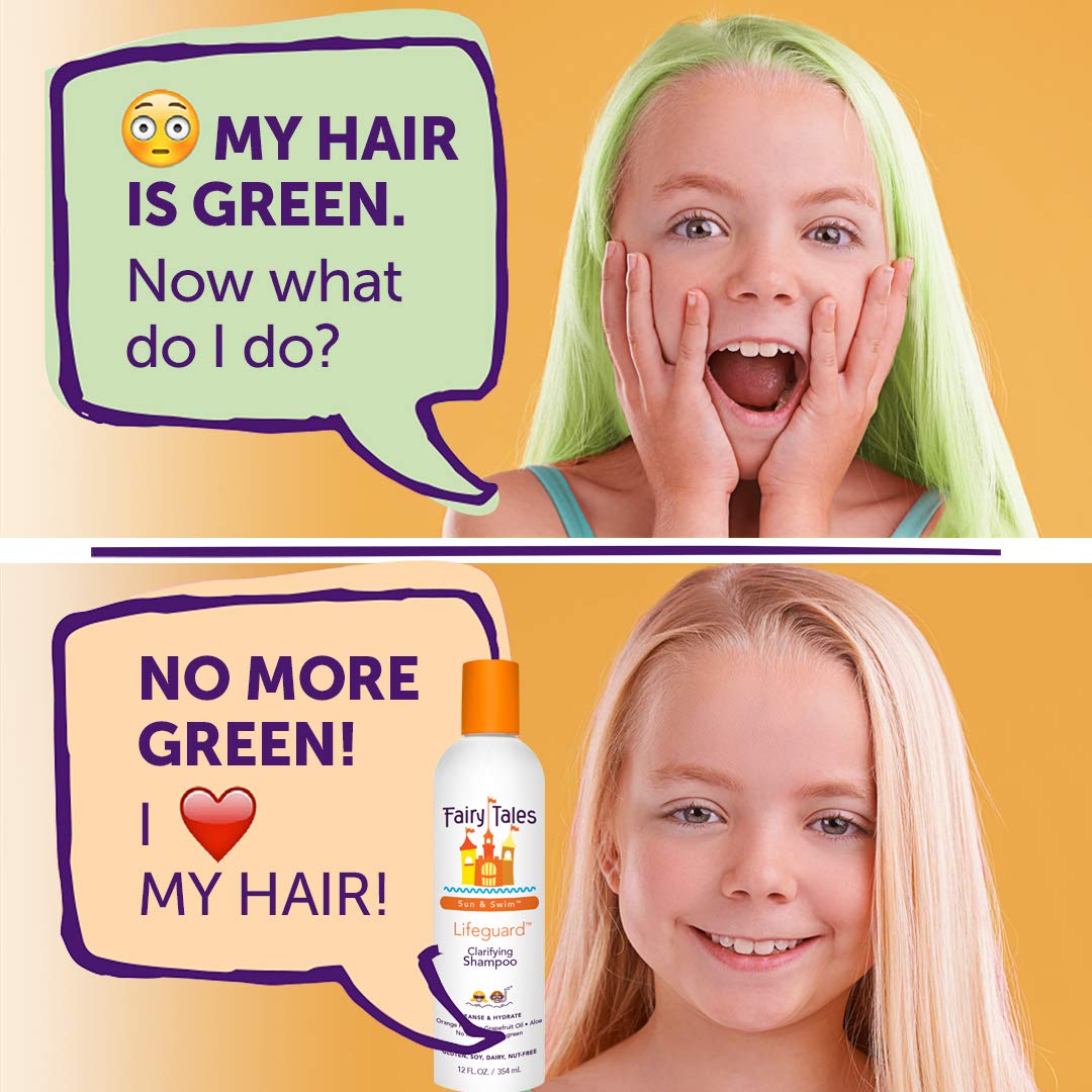 Fairy Tales Sun & Swim Shampoo & Conditioner For Kids - Chlorine Removal Swim Shampoo, Removes Green Pool Tones, Sea Salt & Mineral Buildup - Delicious Tropical Scent– 12Oz + 8Oz