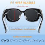 Polarized Sunglasses Fit Over Glasses for Women Men Oversized Square Shades UV400 Protection (3pack) Black + Pattern + Brown Grading