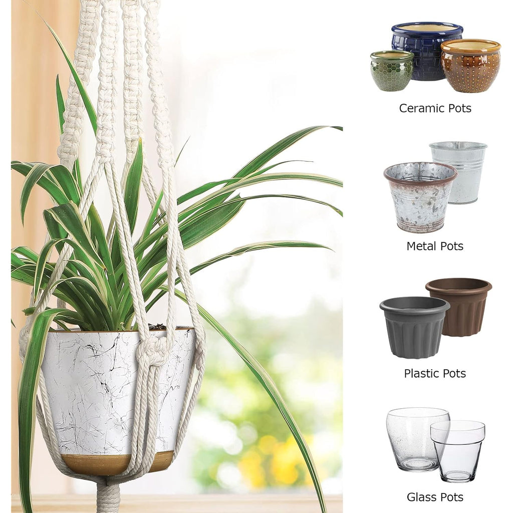 Mipon 3 Pack Macrame Plant Hangers, Hanging Planters For Indoor Plants | 3 Sizes (34"/41"/46") Handmade Cotton With Hooks, Boho Home Decor For Patio Balcony Living Room, Fits 5-10 Inch Pots
